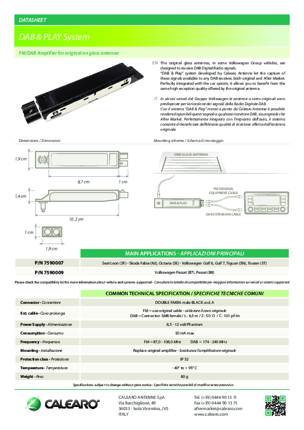 Calearo 7590007 DAB & PLAY per VW - SKODA