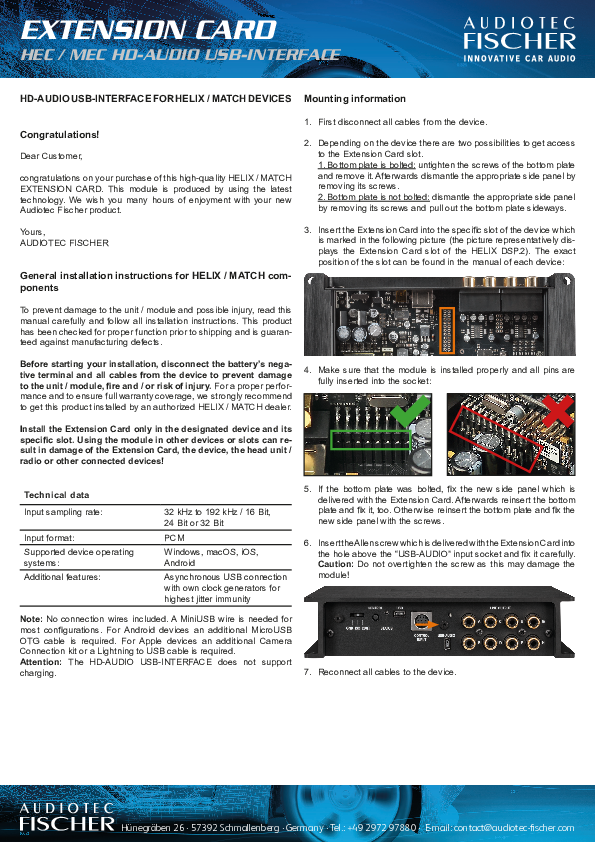 HELIX HEC HD-AUDIO USB-INTERFACE