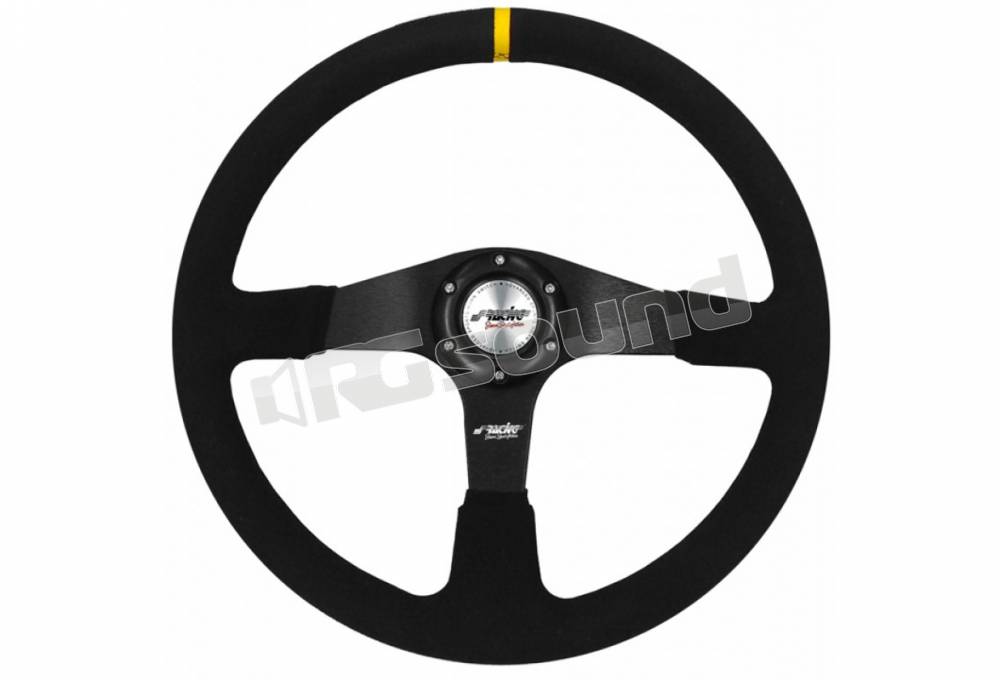 Taotuo Volante Nero-Giallo 350 mm di profondità piatto 6 bulloni per volante sportivo Racing 