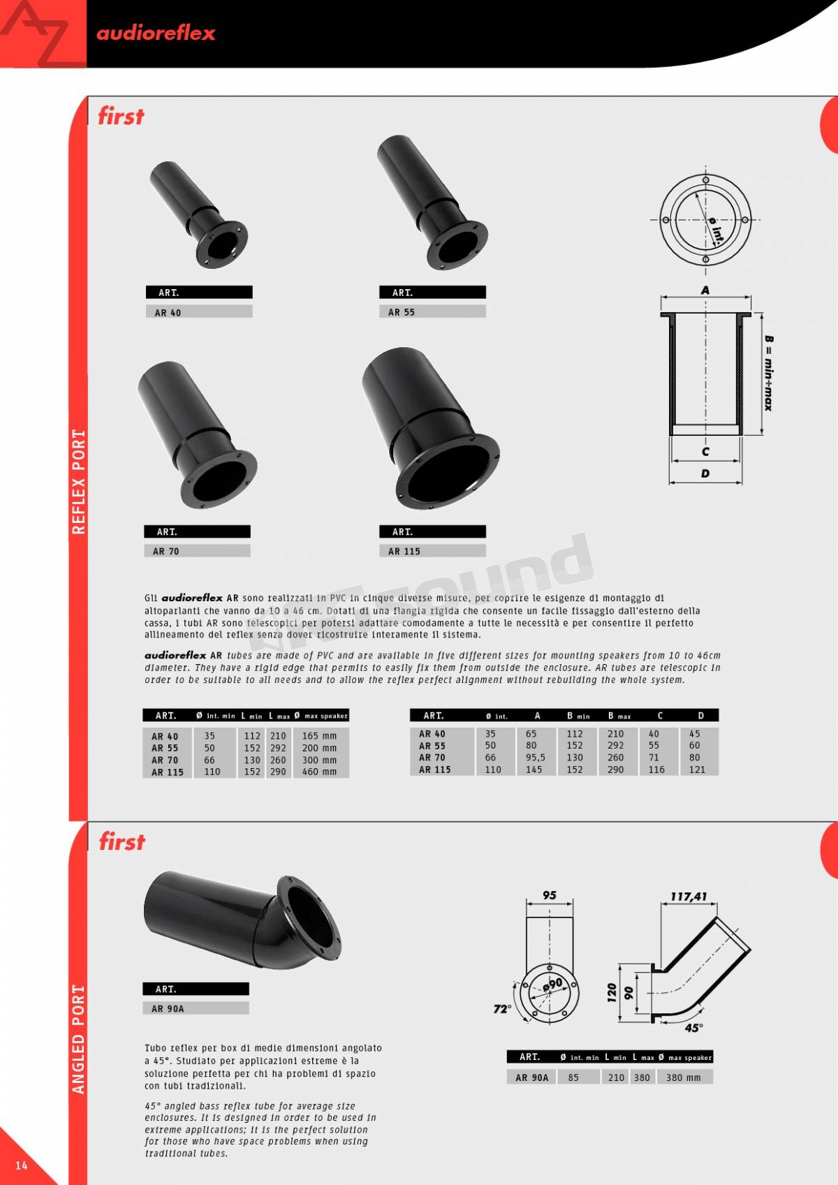 AZ Audiocomp AR 90A - reflex tube 45°