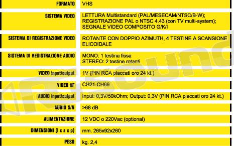 Hertz 7100 VCR - videoregistratore per camper, auto, imbarcazioni