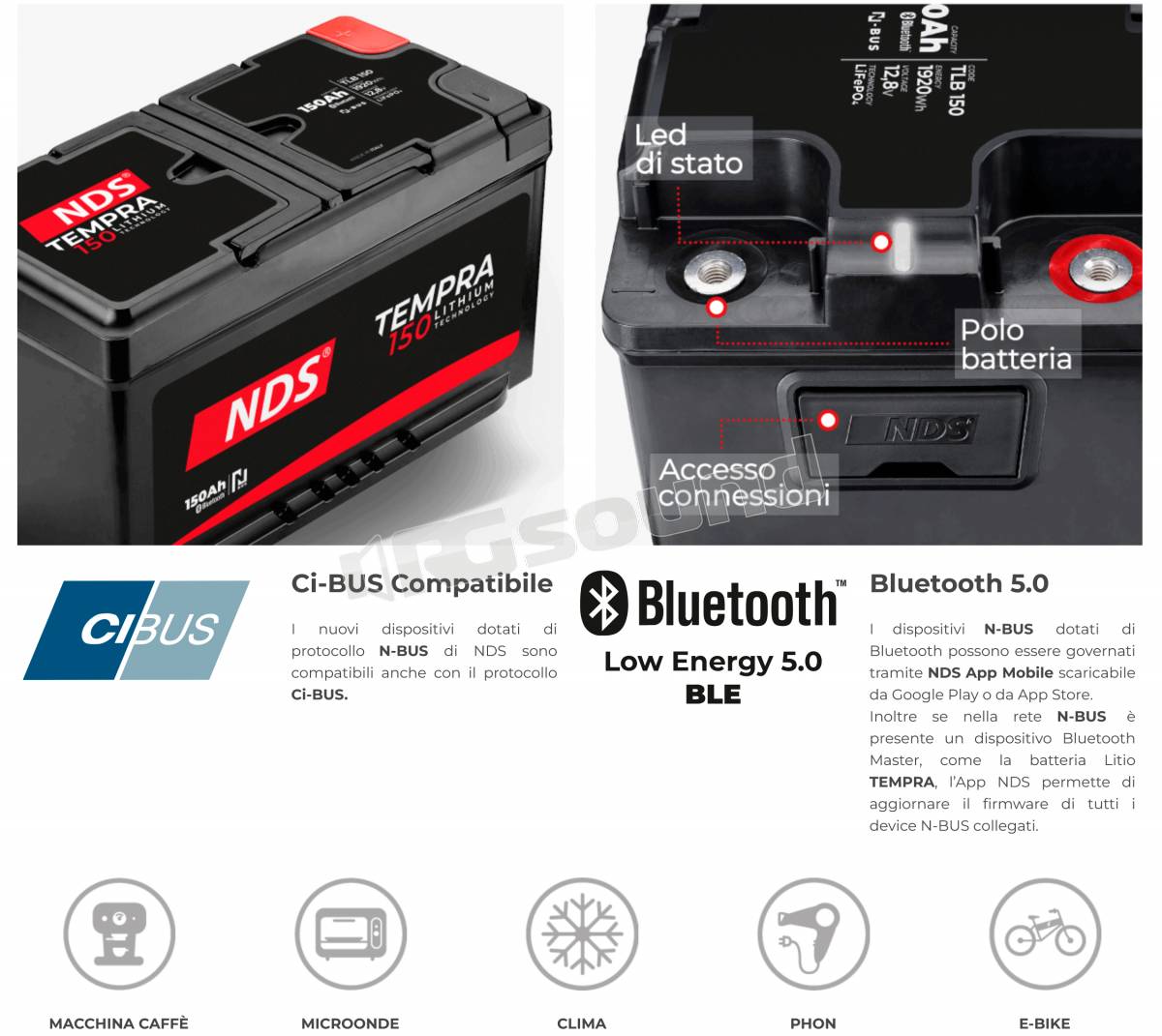 NDS Energy TLB 100 TEMPRA Batteria LiFePo4 12V 100Ah Batterie per