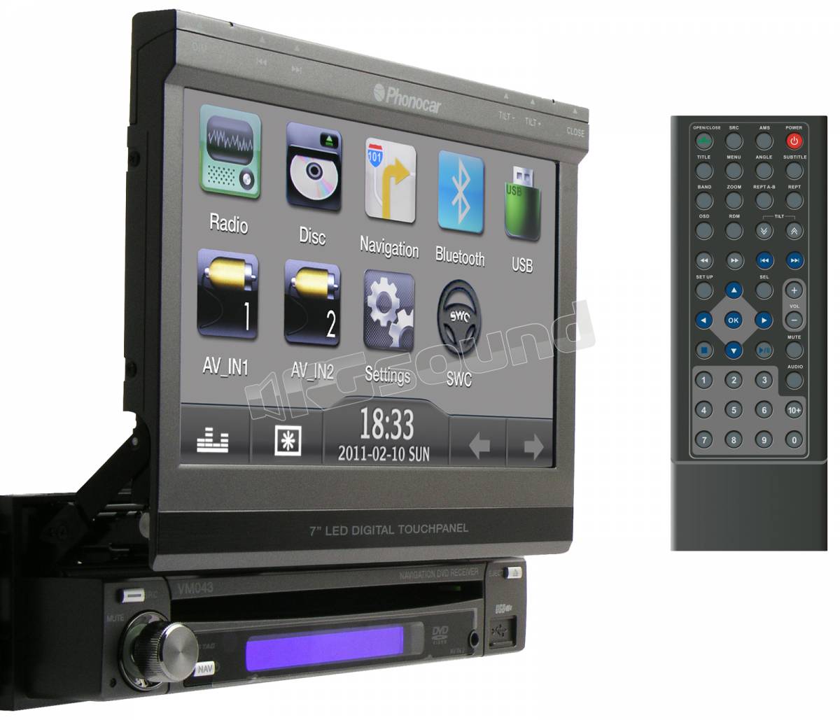 PHONOCAR 1166939 Monitor Per Poggiatesta 7" Wide Vision – Touchscreen, 16:9/4:3, PAL/NTSC, Con Telecomando IR