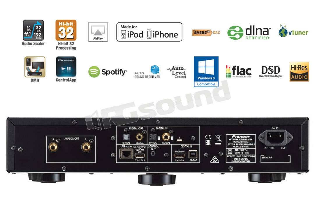 Pioneer N-50A-S lettore audio di rete vTuner, Spotify Connect, AirPlay