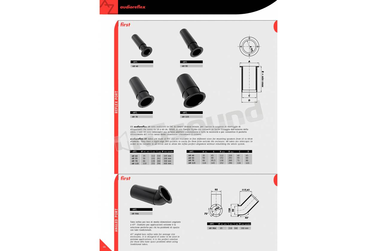 AZ Audiocomp AR 90A - reflex tube 45°