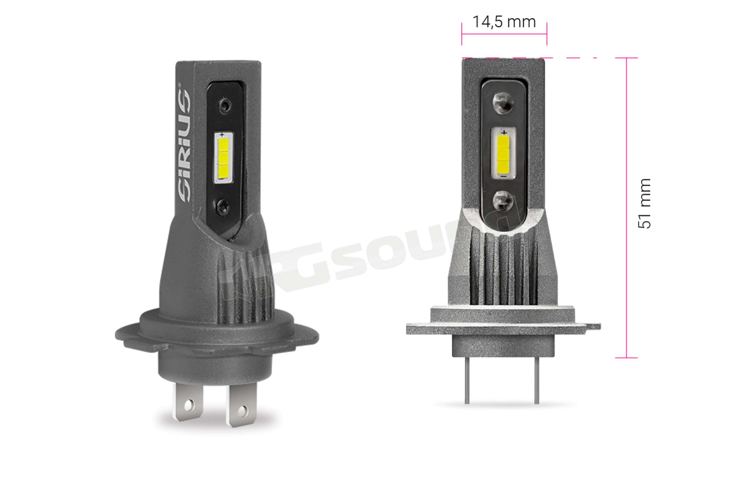 BlackLight XL H7 SHORT coppia di lampadine corte LED H7 CSP