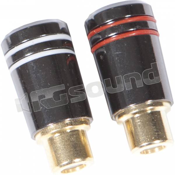 COPPIA DI CONNETTORI RCA FEMMINA DA CAVO DA SALDARE ROSSO + NERO METALLO SATINAT