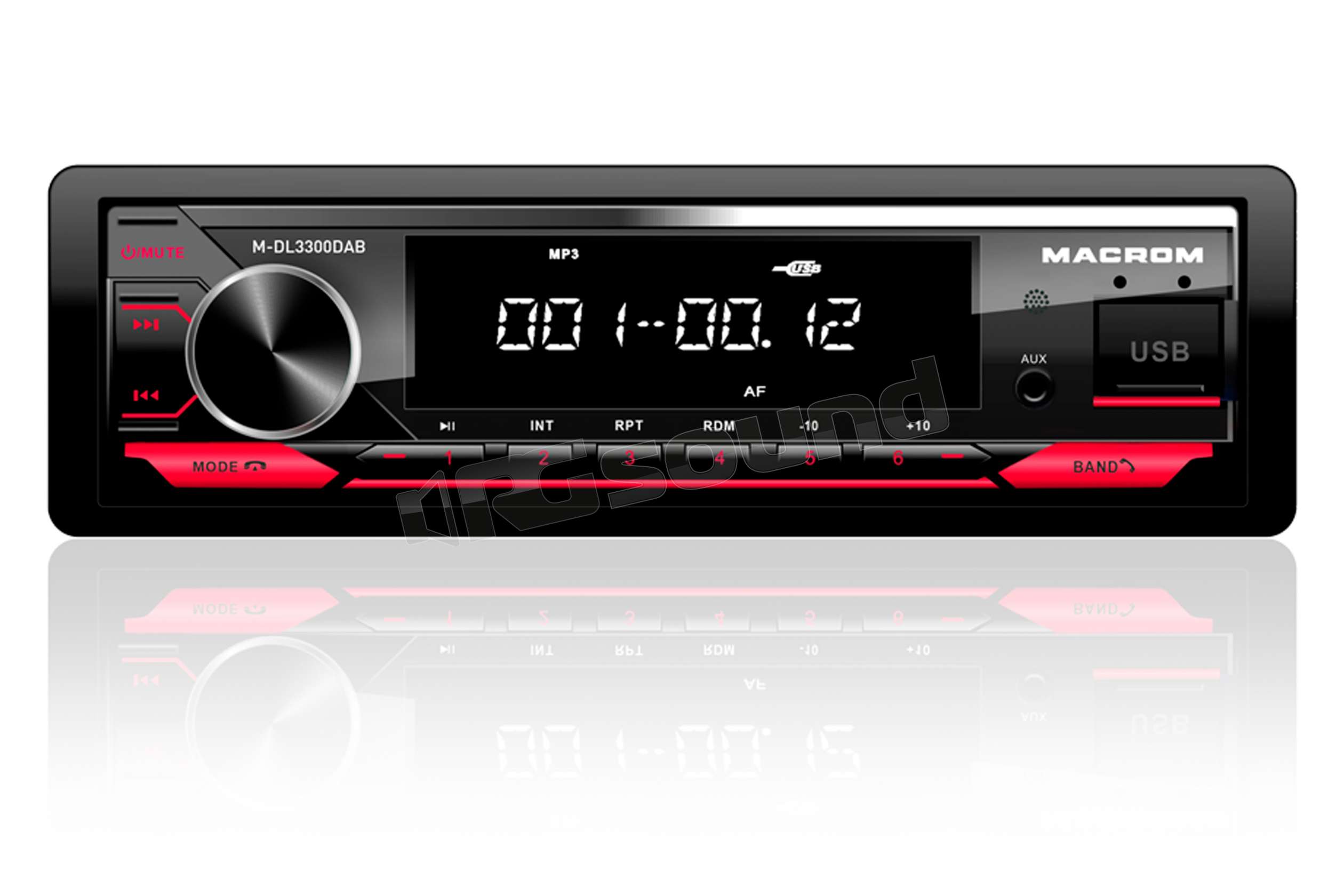 Macrom M-DL3300DAB radio 1 Din con Bluetooth, USB, SD e DAB+ con anten