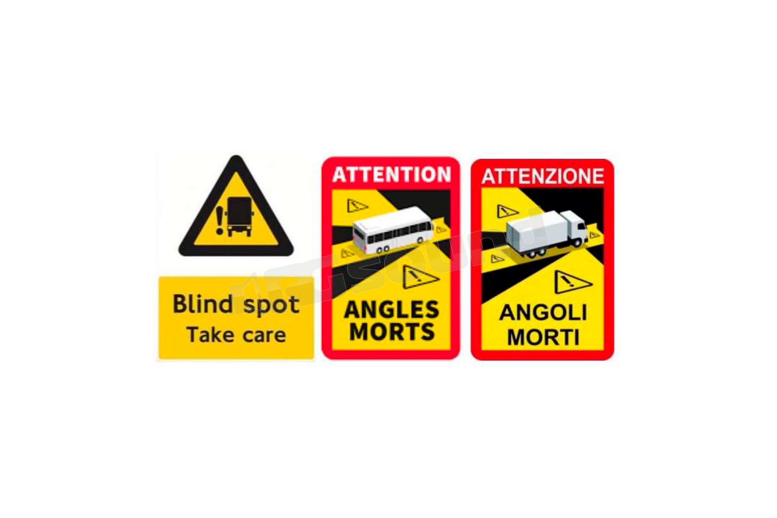 2 Adesivi Attenzione Angoli Morti Per Bus, Tir, Autotreni – YOUSTICKER