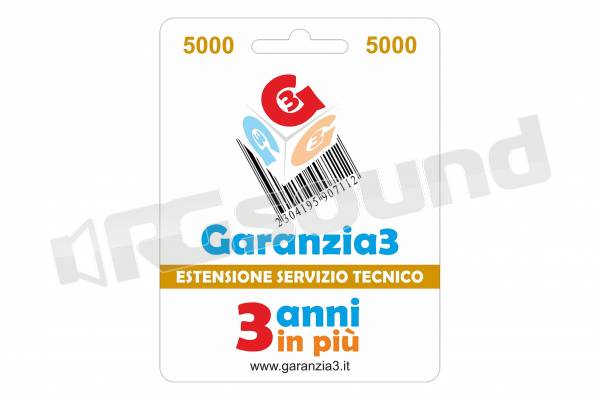Garanzia 3 - 5000 Estensione del Servizio Tecnico di 3 anni in più con Massimale Copertura 5000 euro